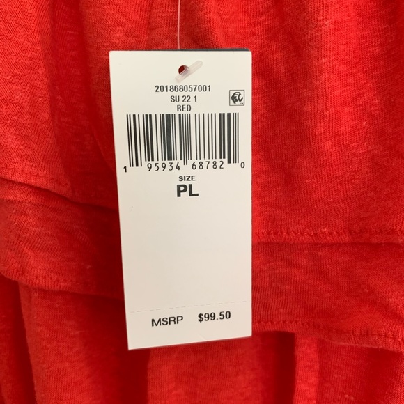 FINAL PRICE NWT Ralph Lauren Red Linen Top Ruffle Elastic Neckline Hip Tie PL - Picture 4 of 8